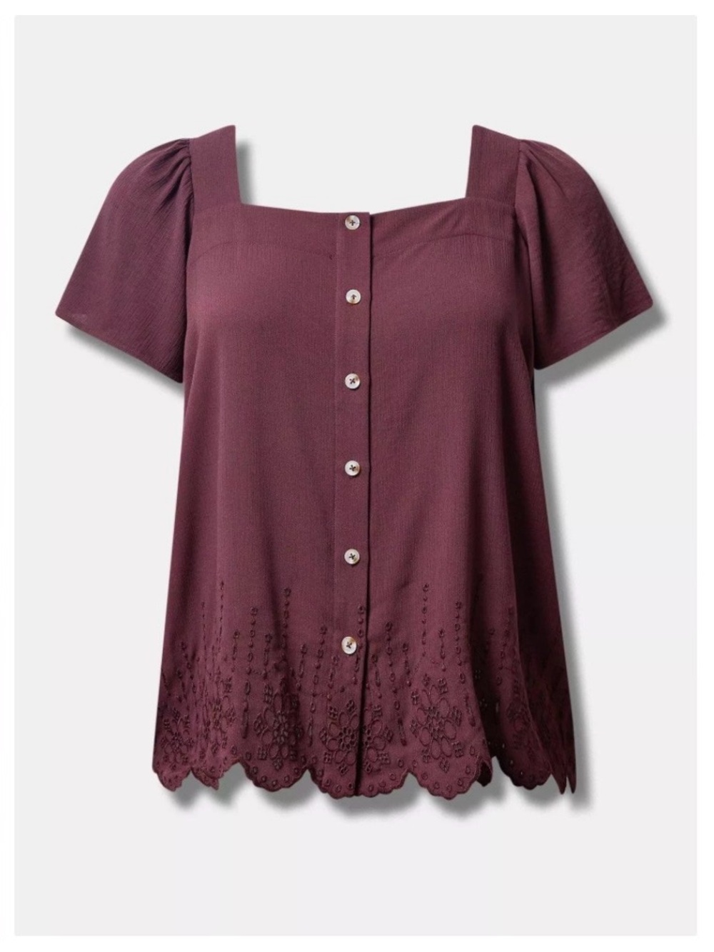 Torrid Square-Neck Button Front Top in Plum 4X